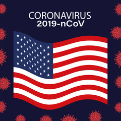 Fototapeta premium Coronavirus 2019 nCov and usa flag vector design