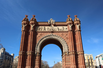 Fototapeta na wymiar Arc de Triomphe of Barcelona on a sunny day, Catalonia, Spain