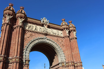 Arc de Triomphe of Barcelona on a sunny day, Catalonia, Spain