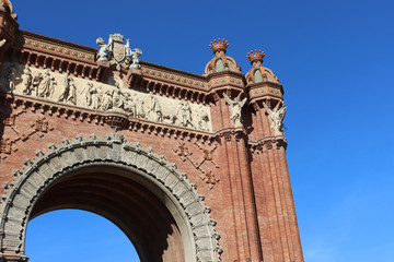 Arc de Triomphe of Barcelona on a sunny day, Catalonia, Spain