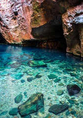 The blue enchant (Encanto Azul), in chapada das mesas, Brazil. A natural swimming pool and snorkelling spot. 