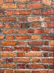 Fragment of an old brick wall. Background, brick texture