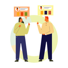 Business male and female talk to work work concept design