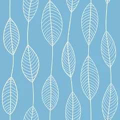 Wall murals Scandinavian style Seamless outline leaves pattern. Trendy fashion print