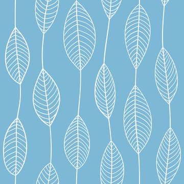 Fototapeta Seamless outline leaves pattern. Trendy fashion print