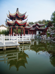 Fototapeta na wymiar Yao Chi (Yuhuangding) park temple in Yantai, China.