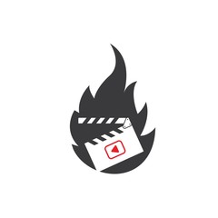 clapperboard fire   logo icon element vector illustration