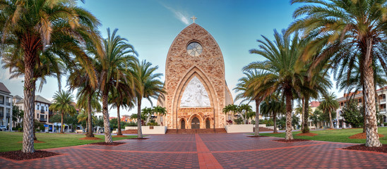 Ave Maria Parish Church on the Ave Maria University campus at sunset