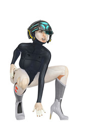 super cyborg girl is ready to atack