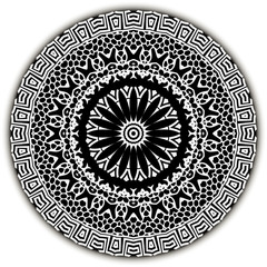 Lacy floral vector mandala pattern. Ornamental  black and white background. Round vintage greek ornament. Lace design. Elegance patterned texture. Ethnic style abstract lace flowers, shapes, frames