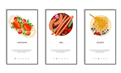 Set of food menu mobile app