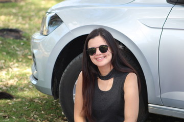 woman with car