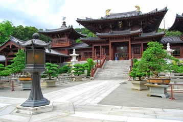 Naklejka premium Chi Lin Nunnery is a large Buddhist temple complex located in Diamond Hill, Kowloon, Hong Kong.