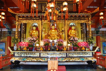 Po Lin Monastery interior. Po Lin Monastery is a Buddhist monastery, located on Ngong Ping Plateau, on Lantau Island, Hong Kong.