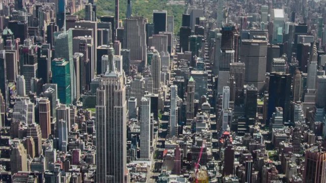 NYC aerial filmed from above during the day