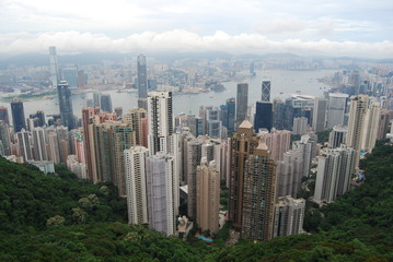 Fototapeta na wymiar View of Hongkong from Victoria Peak. Hongkong has one of the most beautiful city view in the world.