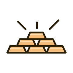 stack of gold bars treasure financial business stock market line and fill icon