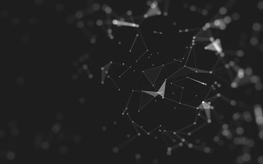 Abstract background. Molecules technology with polygonal shapes, connecting dots and lines. Connection structure. Big data visualization.