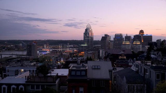 4K Footage of the Cincinnati Skyline at Sunset