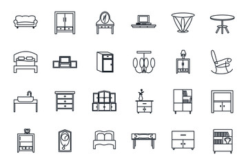 set Furniture icon template for graphic and web design collection. Furniture pack symbol logo vector illustration
