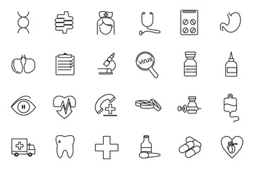 Set Medical icon template for graphic and web design collection. Medical pack symbol logo vector illustration