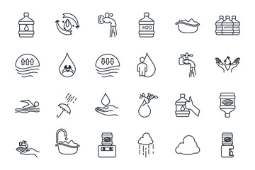 Set water icon template for graphic and web design collection. water pack symbol logo vector illustration