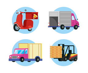 set transports delivery service icons