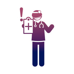 coronavirus covid 19, doctor mask and medical report, health pictogram, gradient style icon
