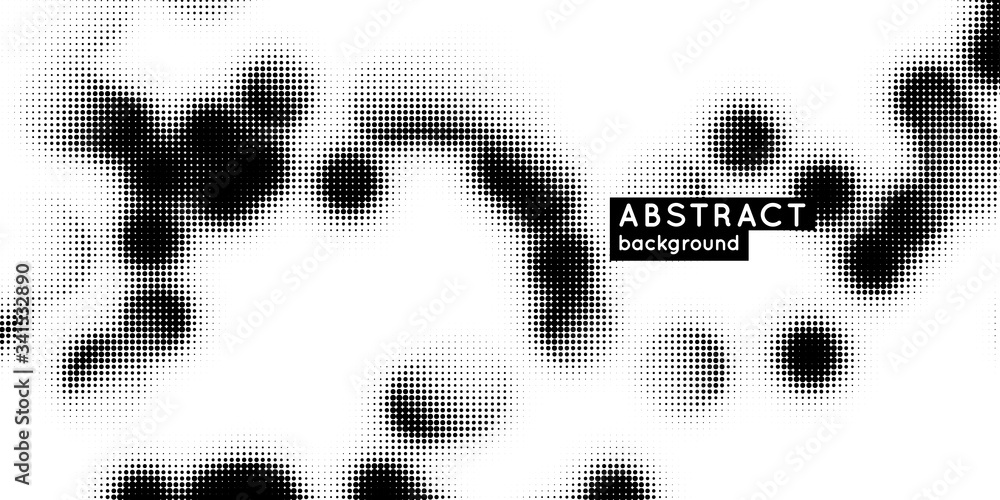 Poster monochrome printing raster, abstract vector halftone background. black and white texture of dots.