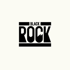 Stylish inscription Black rock for design and print on clothing. Modern typography with graphic elements.
