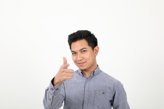 South East Asian Malay Man Facial Expression Show Point Finger