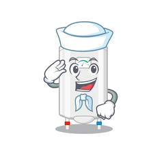Sailor cartoon character of gas water heater with white hat