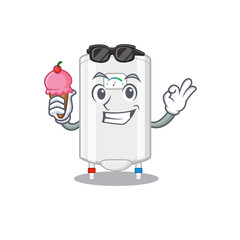Cartoon design concept of gas water heater having an ice cream