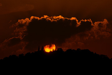 Beautiful Sunset with clouds over Phra That Doi Suthep temple