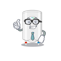 An elegant gas water heater Businessman mascot design wearing glasses and tie