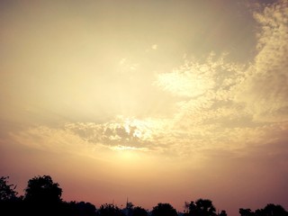 Evening sunset nature view Stock Photos