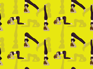 Manga Yoga Tutorial Headstand Vector Seamless Background Wallpaper-01