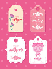 happy mothers day card with flowers set frames