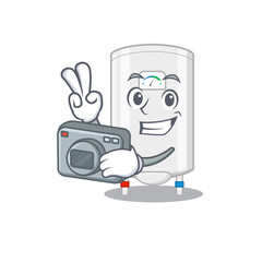 Gas water heater mascot design as a professional photographer working with camera