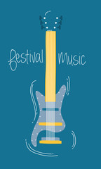 music fest poster with guitar electric instrument