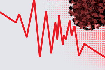 Economic impact and decrease due to coronavirus pandemic illustration