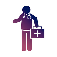 coronavirus covid 19, doctor medical kit first aid and stethoscope, health , gradient style icon