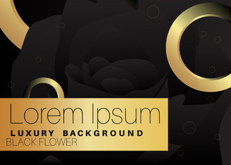 Minimalist premium floral exclusive background. Vector luxury black and golden gradient geometric flower elements.