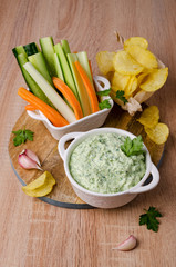 Curd cheese sauce with herbs