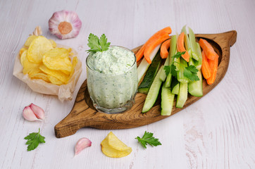 Curd cheese sauce with herbs