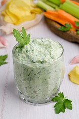 Curd cheese sauce with herbs