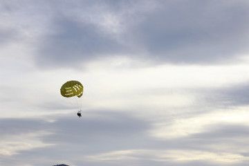 Parachuting in sunset