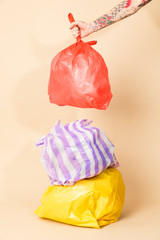 Dumping plastic trash bags