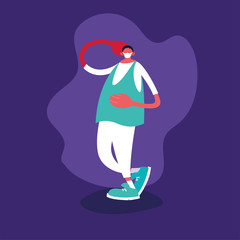 man with surgical mask avoiding viral infection