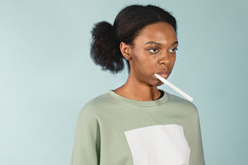 Black woman with a toothbrush